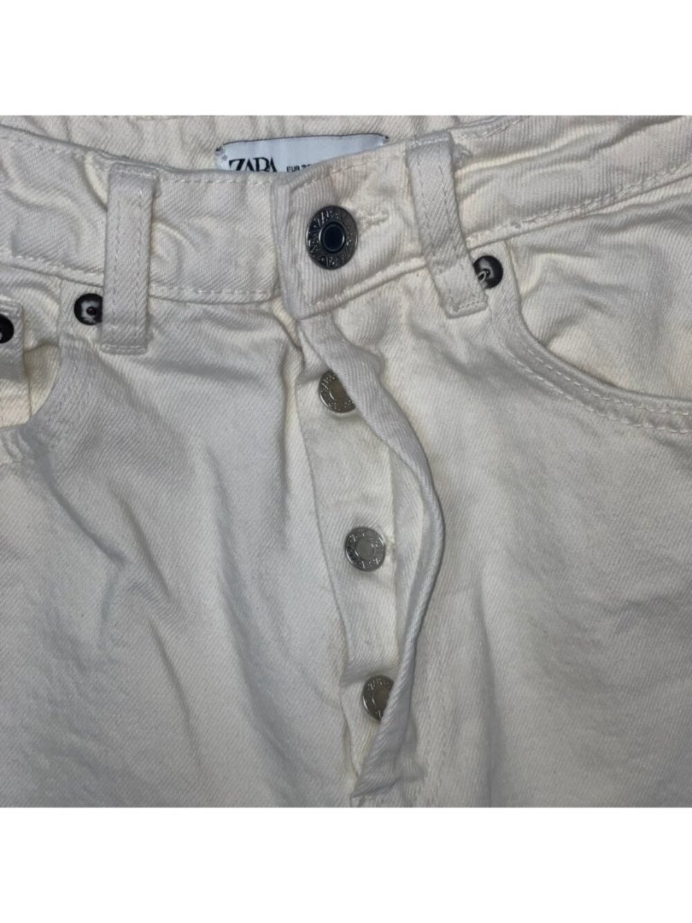 Zara White High Rise Straight Leg Raw Hem Jeans Size 0 - Picture 3 of 4